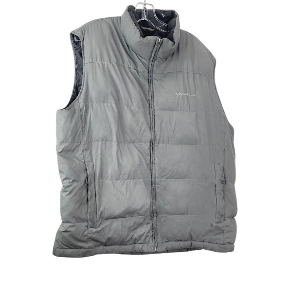 Eddie Bauer Men's Gray 650 Sleeveless Padded Outdoor Puffer Vest Size Large